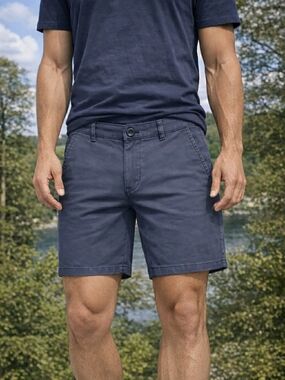 NWT Sperry Mens Flex Cotton Chino Short Washed Navy Size 30 8" Inseam